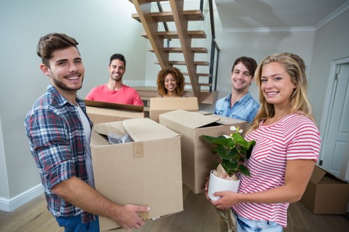 Moving van and boxes prepared for a home move in St Johns Wood