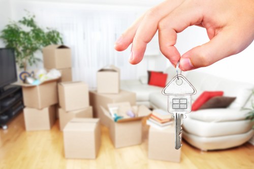 Commercial removals team handling office items near St Johns Wood