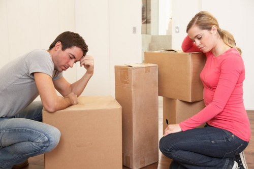 Professional movers handling household items in a St Johns Wood flat