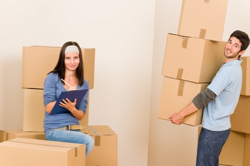 Packed boxes and furniture ready for a local move in St Johns Wood